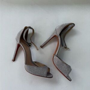 SCHUTZ Silver Ankle Strap Heels